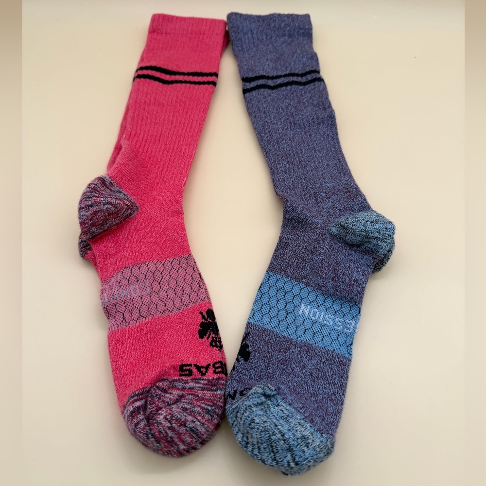 Bombas compression socks crew size Medium Purple and Pink 2 pairs Newwithout tag